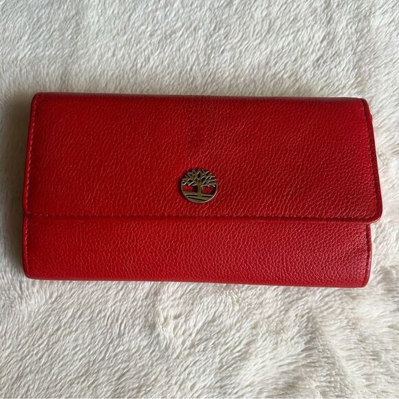 Timberland Leather RFID Flap Wallet Clutch Organizer, Cherry (Pebble) - Picture 6 of 16